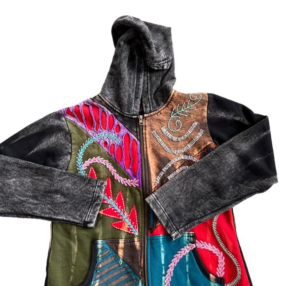 Rising International Boho Embroidered Hooded Sweatshirt M - Picture 2 of 8